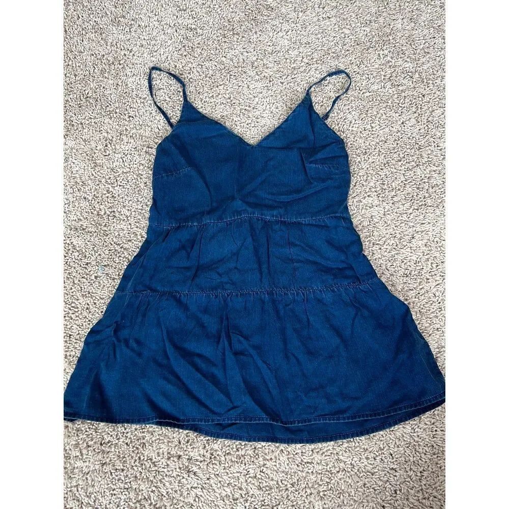NWT Old Navy Denim look V-neck cami tank top tiered XS